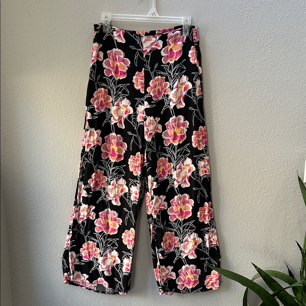 Roxy Floral Print Wide Leg Pants M